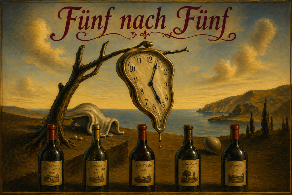 Dekoratives Bild Weinprobe | Uhr mit Weinflaschen